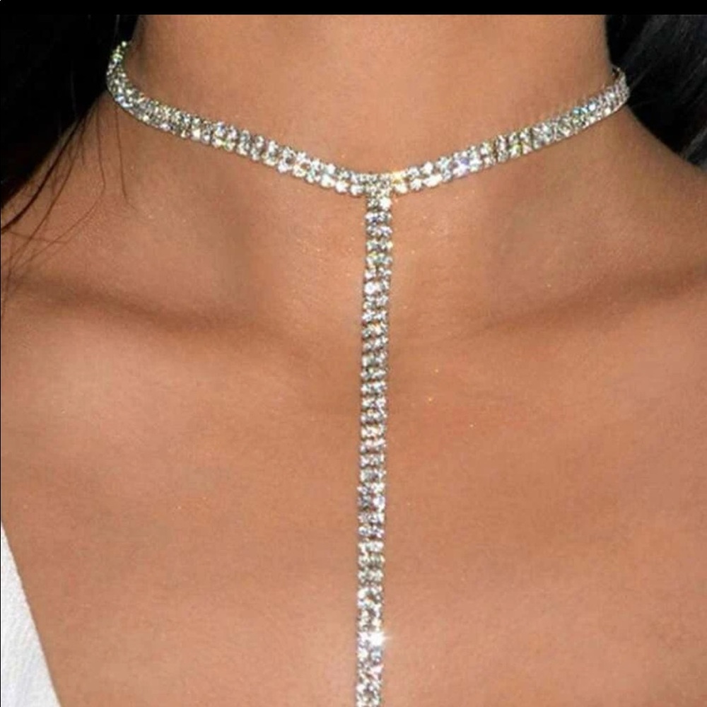 Rhinestone decor y necklace